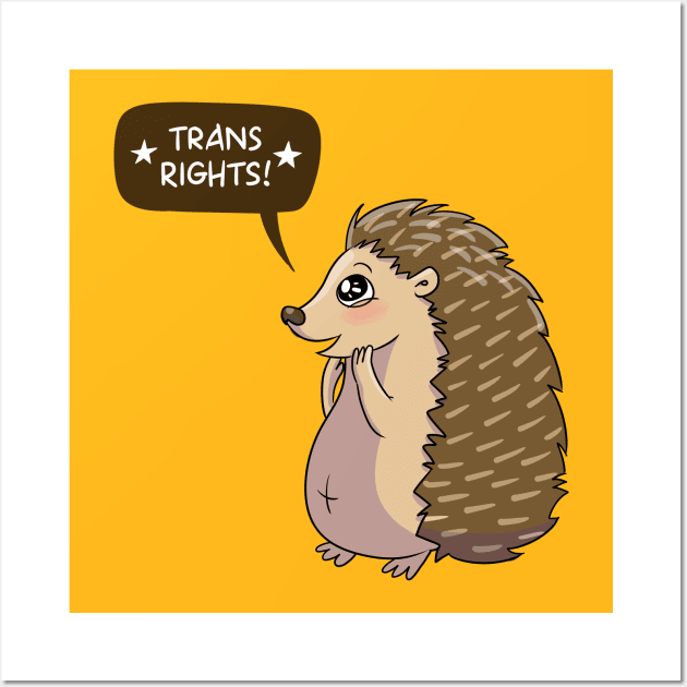 Hedgehog says Trans Rights Wall Art by sophielabelle